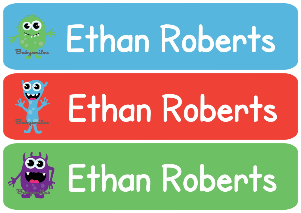 Scary Monster Rectangle Personalized Name Labels | Baby Smiles Labels