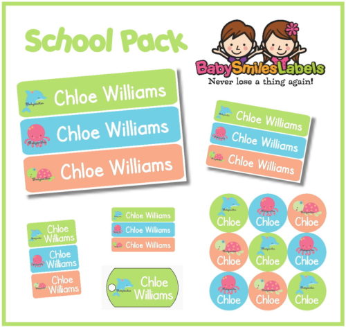 Seaworld Animal Girl School Labels Pack