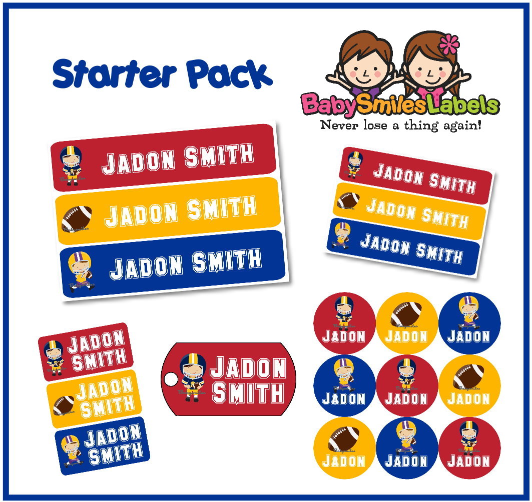 Football Allstars Starter Labels Pack Baby Smiles Labels