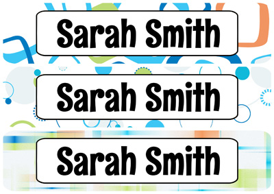 Colorful Shape Designs Rectangle Personalized Name Labels | Baby Smiles ...